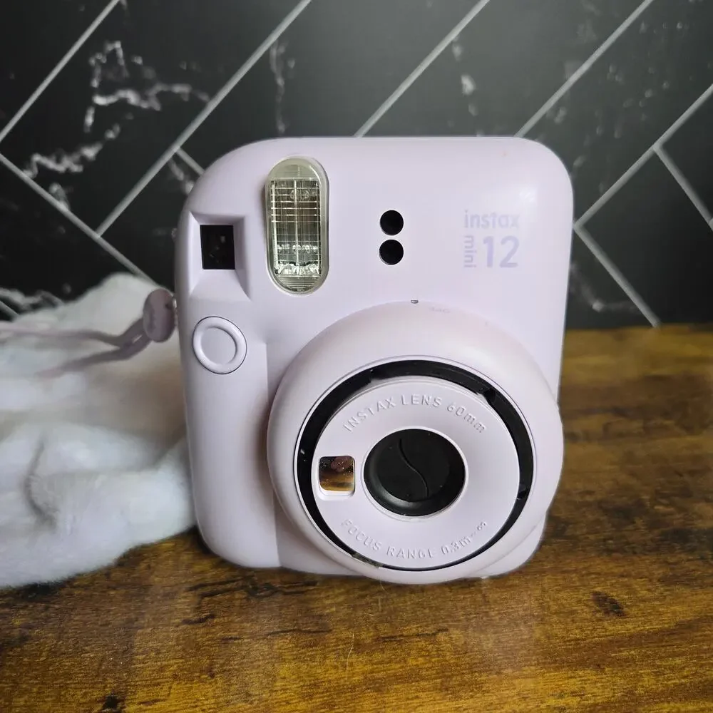 Fujifilm Instax Mini 12 Blossom Pink Instant Camera Powers On w/ Fuzzy Bag